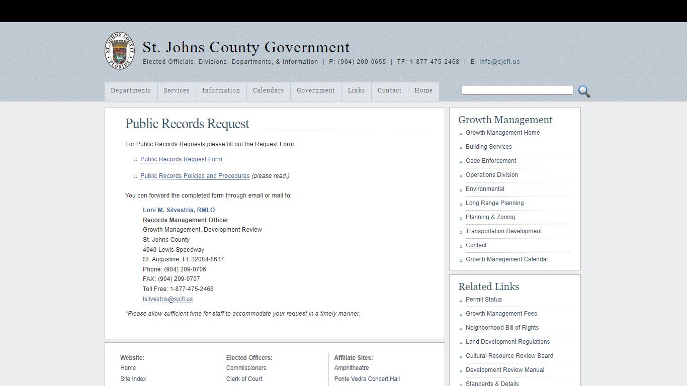 Public Records Request - co.st-johns.fl.us